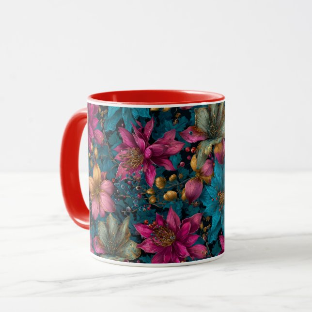 Mug Motif botanique de Noël Fantastique vibrant (Devant gauche)