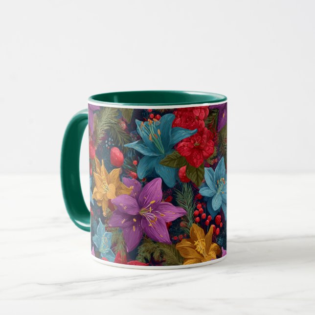 Mug Motif botanique de Noël festif (Devant gauche)