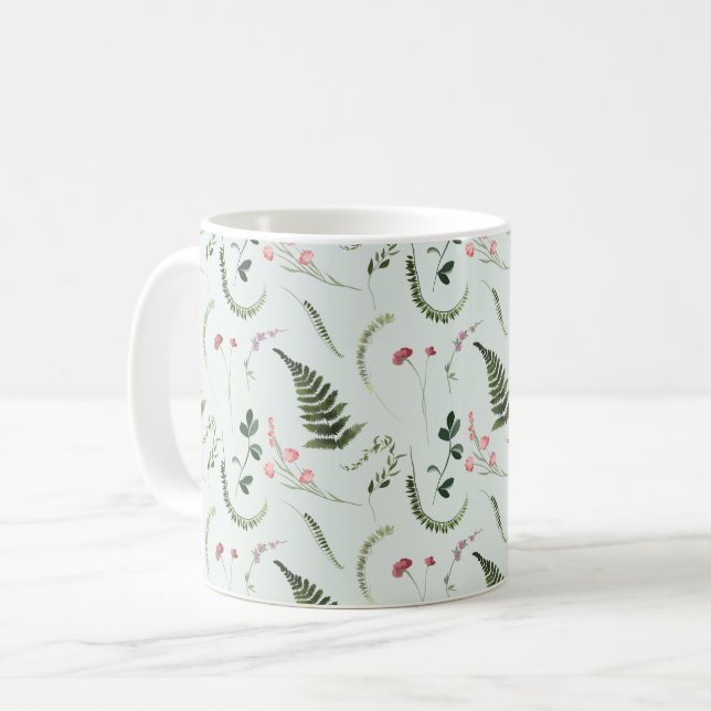 Mug Motif botanique Fleur sauvage aquarelle (Devant gauche)