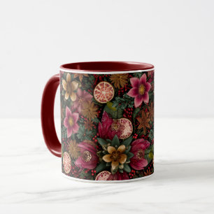 Mug Motif botanique floral et épices de Noël