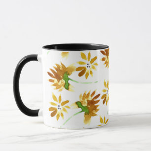 Mug Motif botanique floral jaune de printemps à l'aqua