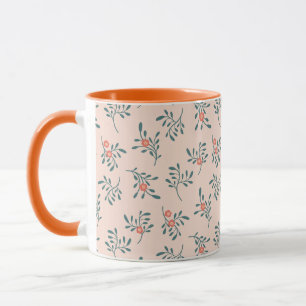Mug Motif botanique floral sarcelle rose