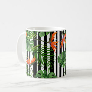 Mug Motif botanique rayé Monstera tropical