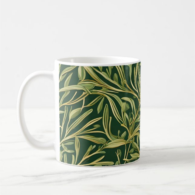 Mug Motif botanique vert élégant à feuillage vintage  (Gauche)