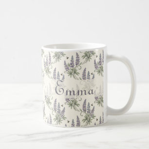 Mug Motif botanique vintage élégant lupin et abeilles