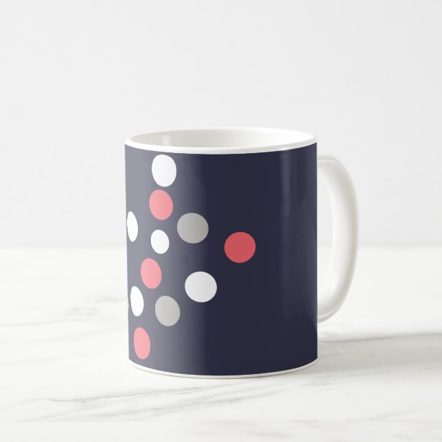 Mug Motif Boules Cercles Gris Blanc Corail Rose (Devant droit)