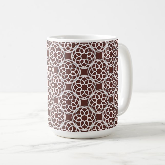 Mug Motif Brown blanc géométrique sans couture (Devant droit)