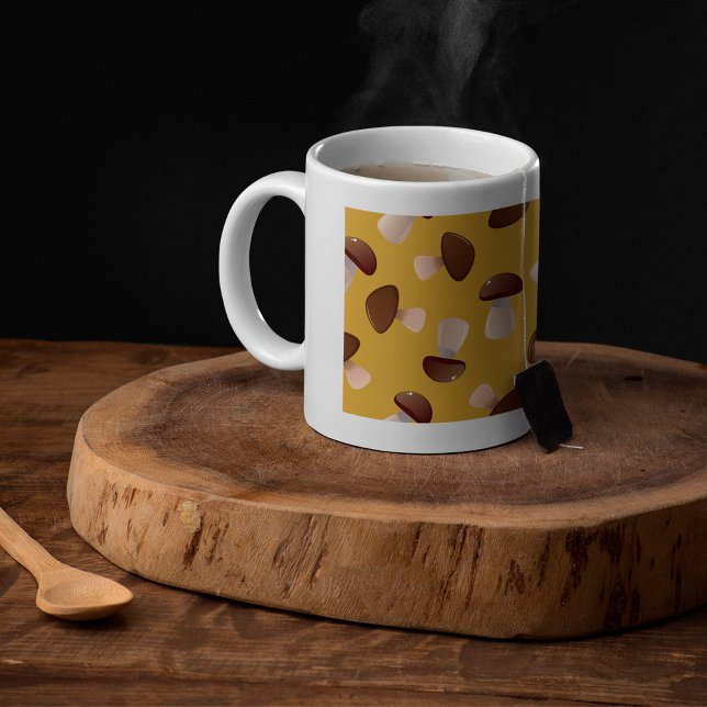 Mug Motif Brown de champignons sur moutarde jaune (Créateur téléchargé)