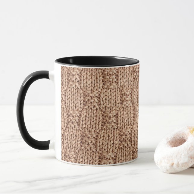 Mug Motif Bubble Knit Stitch par Shirley Taylor (Avec donut)