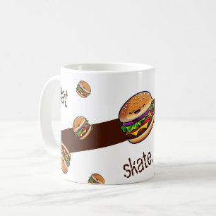 Mug motif burger kawaii "eat skate repeat"