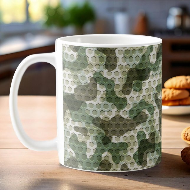 Mug Motif Camo vert dans les tons terre avec grille (Créateur téléchargé)
