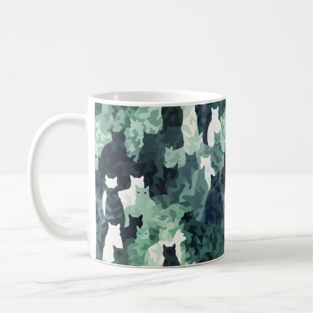 Mug Motif Camouflage de chats verts (Gauche)