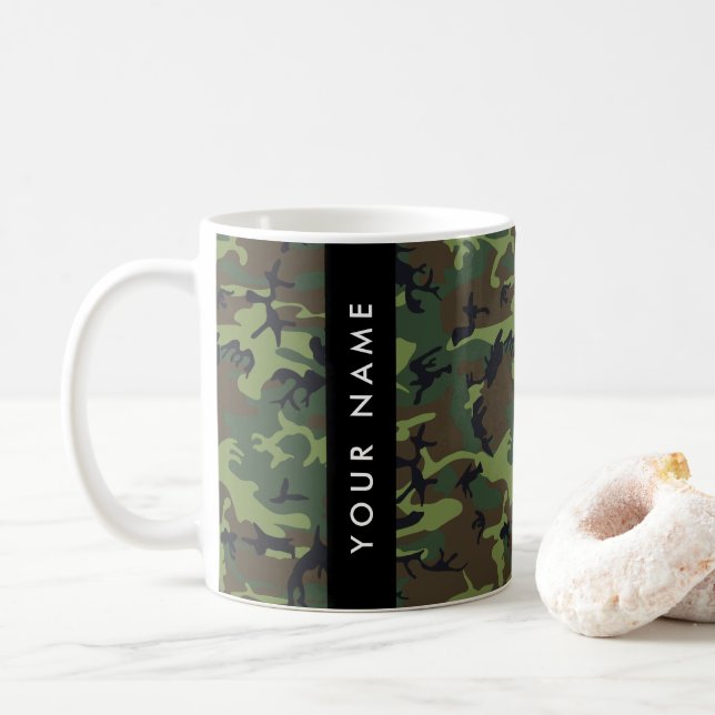 Mug Motif Camouflage Vert, Votre nom, Personnaliser (Avec donut)