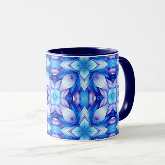 Mug Motif captivant populaire en bleu et violet (Devant droit)