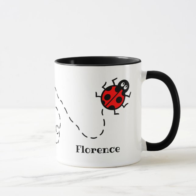 Mug Motif cardiaque Ladybird personnalisé (Droite)
