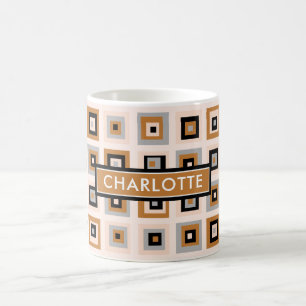 Mug Motif Carré en terre cuite noire du milieu du sièc
