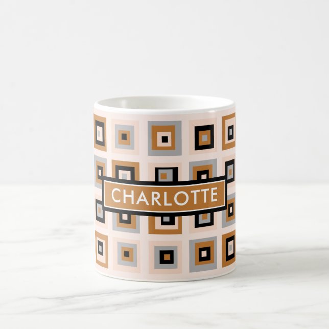 Mug Motif Carré en terre cuite noire du milieu du sièc (Centre)