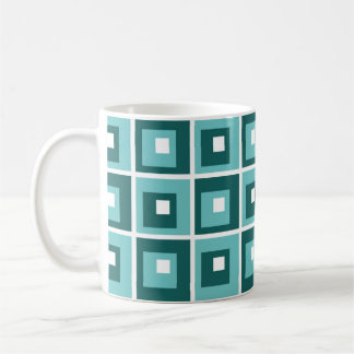 Mug Motif Carré géométrique bleu rétro
