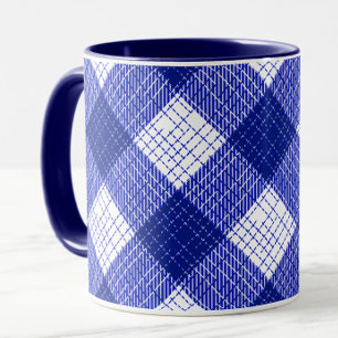 Mug Motif carreaux à carreaux gras bleu et blanc
