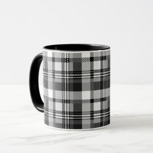 Mug Motif carreaux Madras gris noir blanc