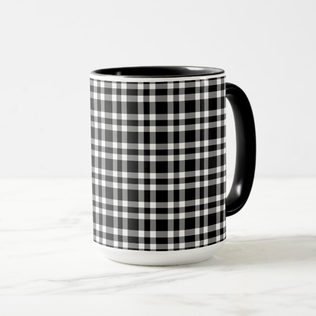 Mug Motif carreaux noir blanc (Devant droit)