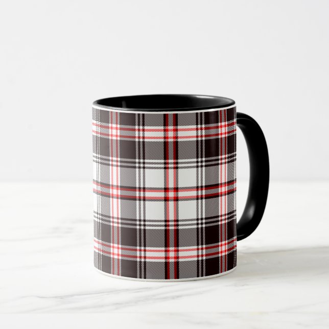 Mug Motif carreaux rouge noir (Devant droit)