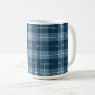 Mug Motif carreaux tartan bleu marine et bleu clair