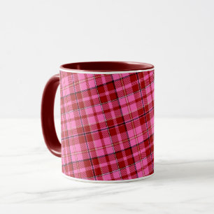 Mug Motif carreaux tartan marron rose 