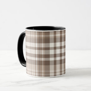 Mug Motif carreaux tartan ton terre neutre