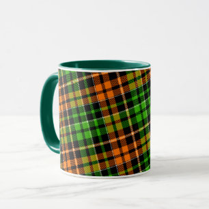 Mug Motif carreaux tartan vert orange noir