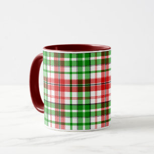 Mug Motif carreaux tartan vert rouge blanc