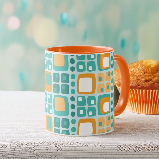 Mug Motif Carrés et Points de Style Milieu de Siècle S (Créateur téléchargé)