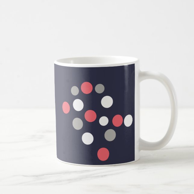 Mug Motif Cercles Boules Gris Blanc Corail Rose (Droite)
