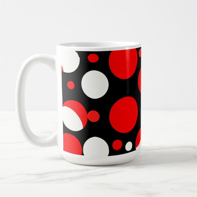 Mug Motif Cercles Rouges Noirs et Blancs (Gauche)