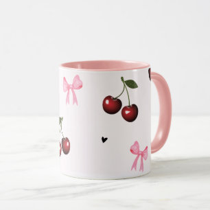 Mug Motif Cerises et Rubans Roses - Esthétique Coquett