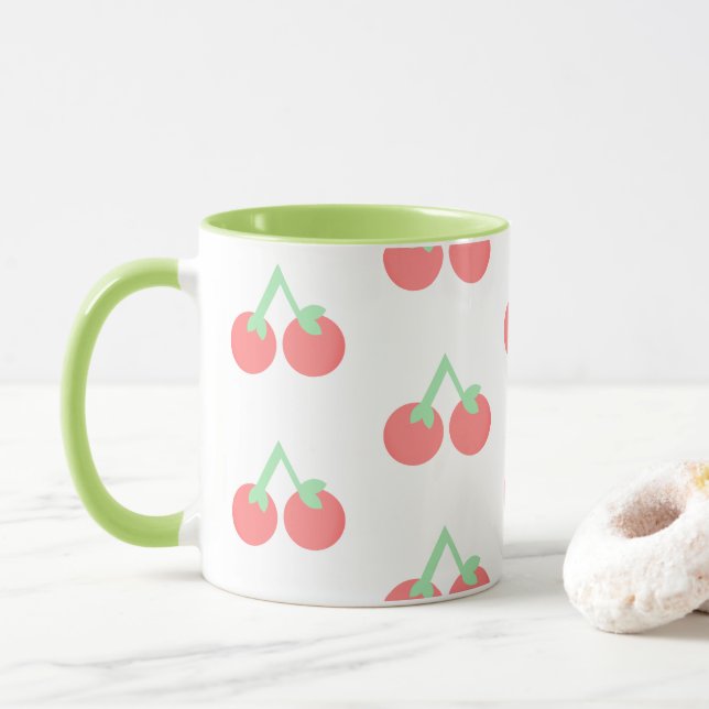 Mug Motif Cerises Roses (Avec donut)