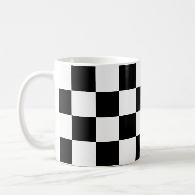 Mug Motif chèque À damiers noir blanc (Gauche)