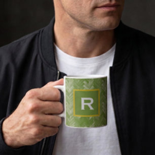 Mug Motif Chevron en arête de poisson Vert forêt Perso