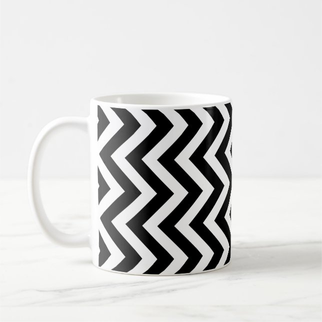 Mug Motif Chevron moyen vertical noir et blanc (Gauche)