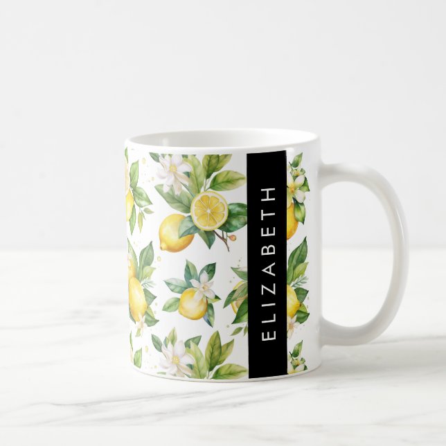 Mug Motif citron, Fleurs de citron, Feuilles, Votre No (Droite)