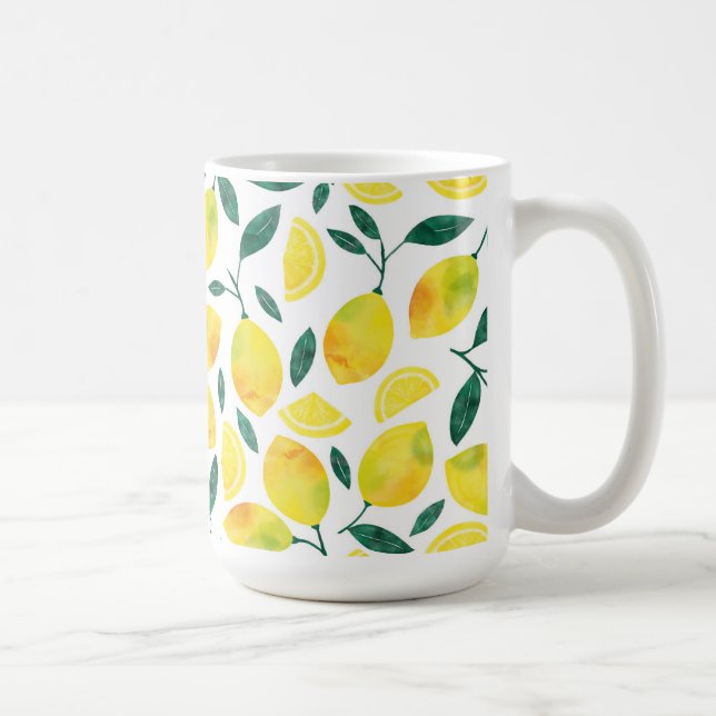 Mug Motif citron jaune aquarelle (Droite)