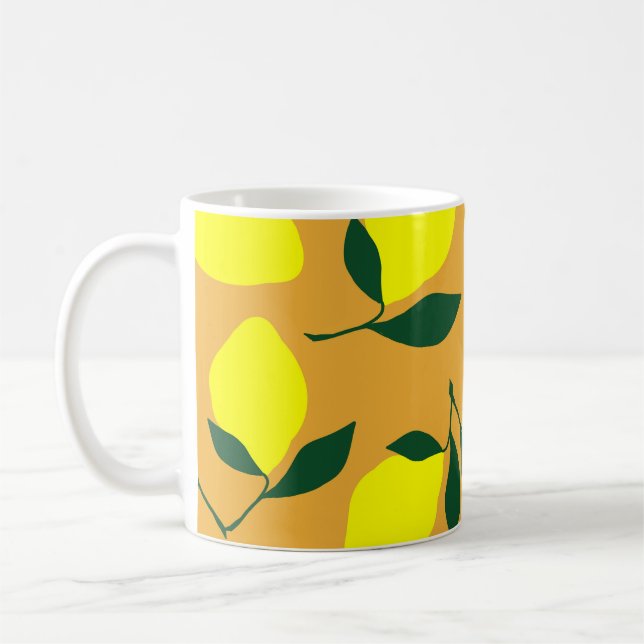 Mug Motif citron simple, arrière - plan orange. (Gauche)