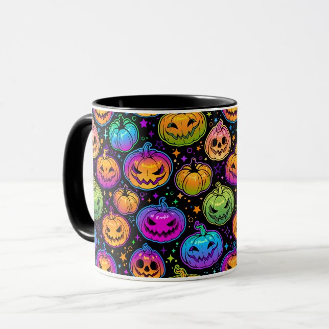 Mug Motif Citrouille d'Halloween brillant et multicolo (Devant gauche)