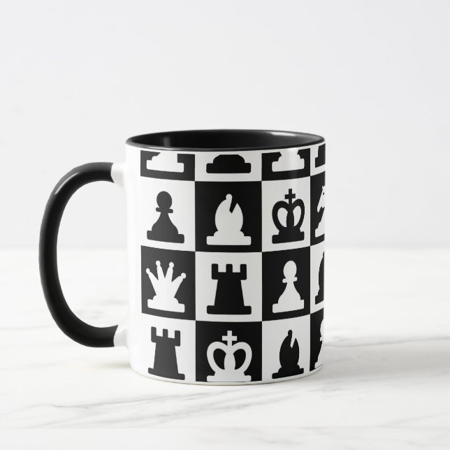 Mug Motif classique de tableau d'échec noir et blanc (Gauche)