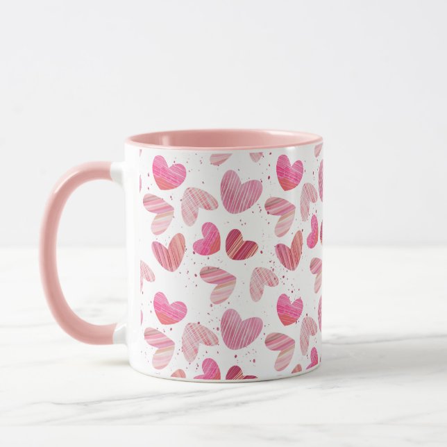 Mug Motif Coeur mignon rose et rouge (Gauche)