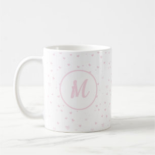 Mug Motif Coeur rose Fille Romantique Monogramme