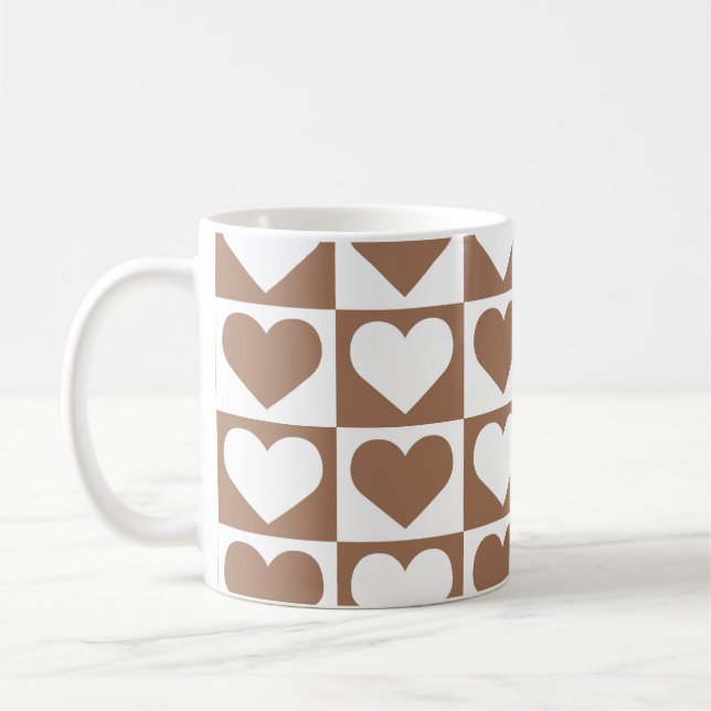 Mug Motif Coeurs de tableau de bord - Brown et blanc (Gauche)