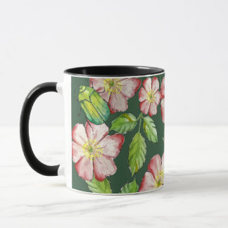 Mug Motif coloré avec des fleurs rose de l'aquarelle e