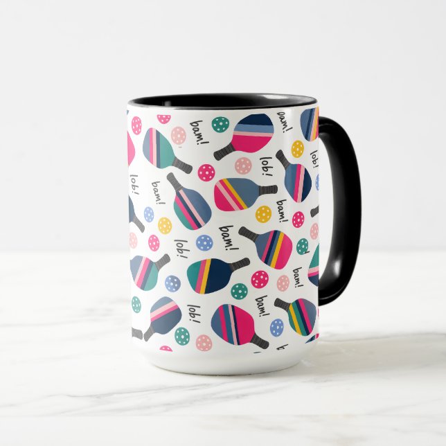 Mug Motif Coloré de Pickleball (Devant droit)