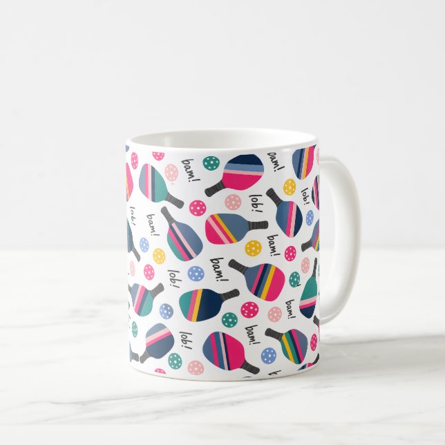 Mug Motif Coloré de Pickleball (Devant droit)